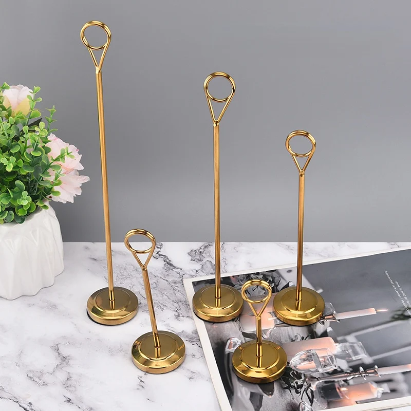 Stainless Steel Restaurant Menu Name Card Sign Holder Stand Wedding Photo Picture Paper Clip Table Number Place Card Holder