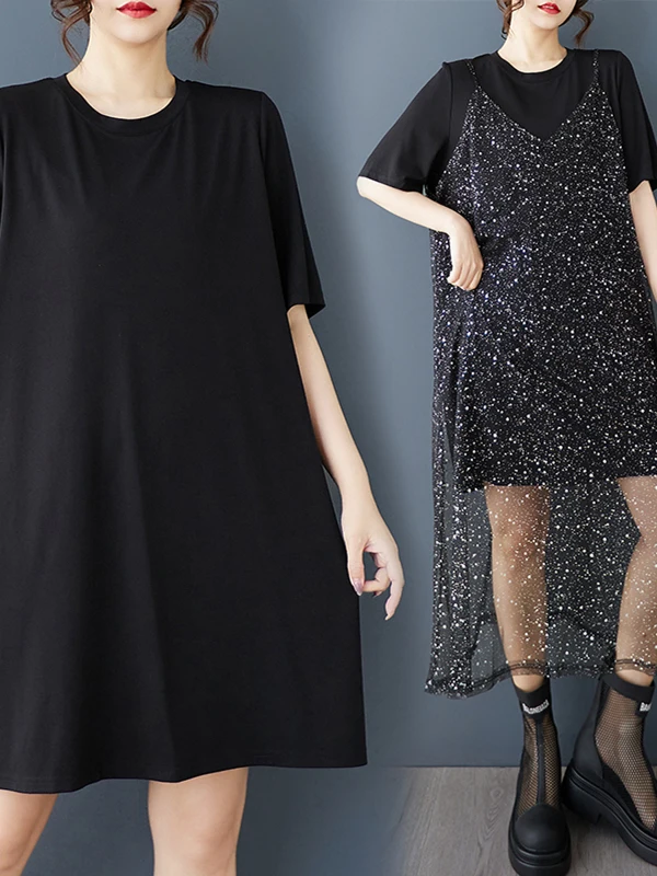 Loose Silver Heat Transfer Me Tank Top And T-irt Two-Piece Set k Design Sensation Faionable Summer Outfit plus Size