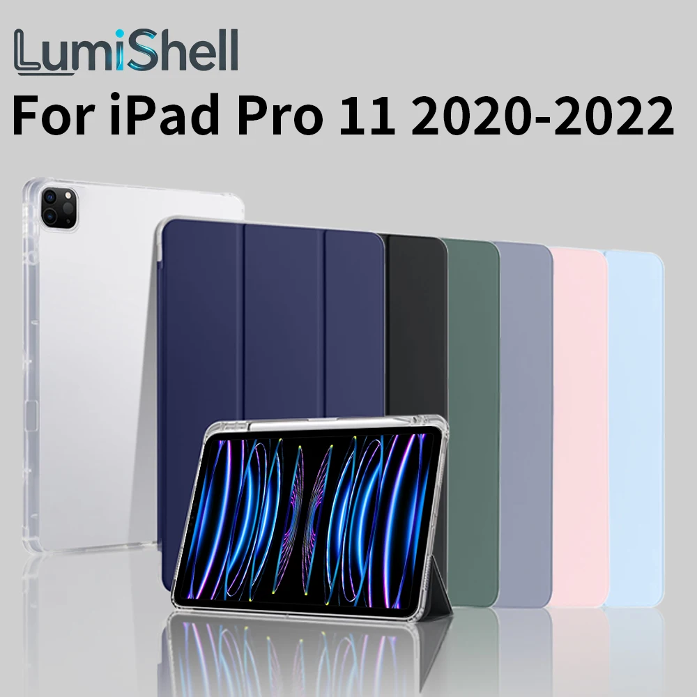 Clear Soft Case For iPad Pro 11 2nd 3rd 4th Generation 11inch 2020 2021 2022, With Pencil Holder Translucent Frosted Back Cover
