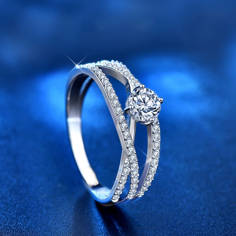 

Sterling Silver Wedding Rings for Women 0.5ct Moissanite Diamond Anniversary Promise Rings for Her I Love You Jewelry