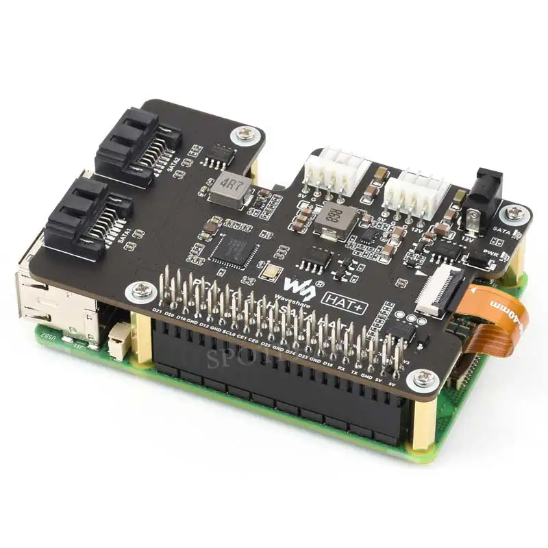 Raspberry Pi 5 PCIe-SATA 확장 보드(EEPROM HAT+ 포함) Waveshare PCIe-2-CH SATA HAT+