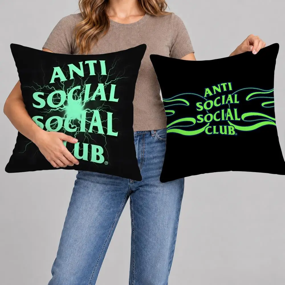 A-Anti Social Social Club Cushion Cover Throw Pillow Covers Decorative Cushion Covers for Sofa Living Room Halloween Decor