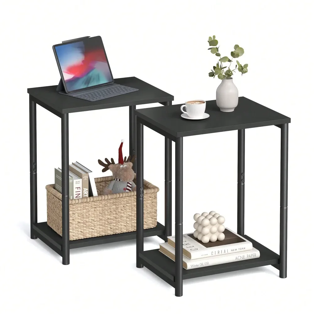 

Side Tables Set Of 2, Small End Table, Nightstand For Living Room, Bedroom, Office, Bathroom, Black ULET272B16