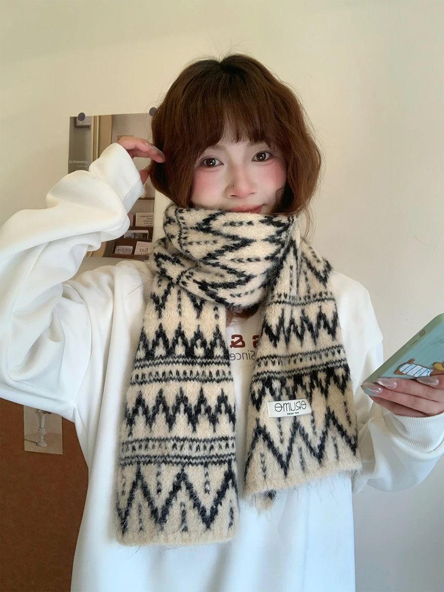 أزياء خمر جزيرة المعرض متموجة الجاكار الصوف مزيج وشاح لينة رقيق متماسكة منديل للجنسين الشتاء الدافئة هدية