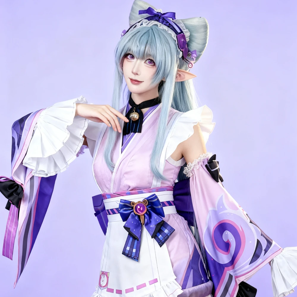 게임 Genshin Impact Yumemizuki Mizuki 코스프레 의상 자카드 패브릭 애니메이션 가발 중국 정장 할로윈 크리스마스 파티 여성용