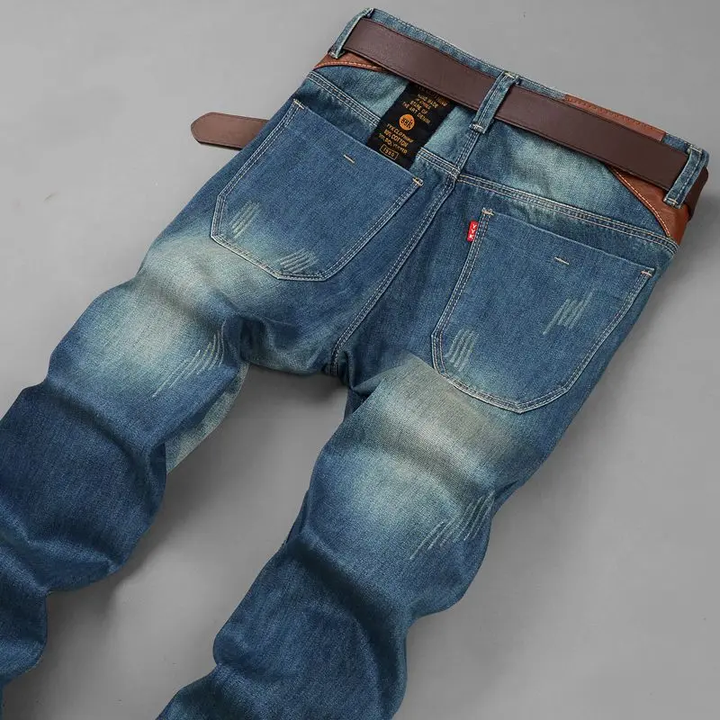 Autumn Winter Vintage Loose Casual Jeans Homme Trend Fashion Hole All-match Straight Denim Pants Male Trousers Men\'s Clothing