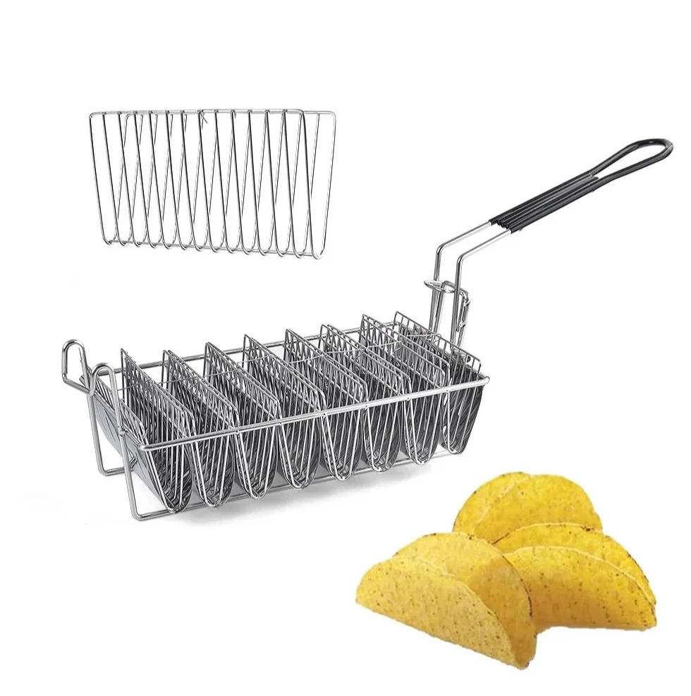 

Kitchen Home Goods Small Tool Set American Style Stainless Steel Mexican Taco Shell V-Shaped Frying Basket Mold Tool