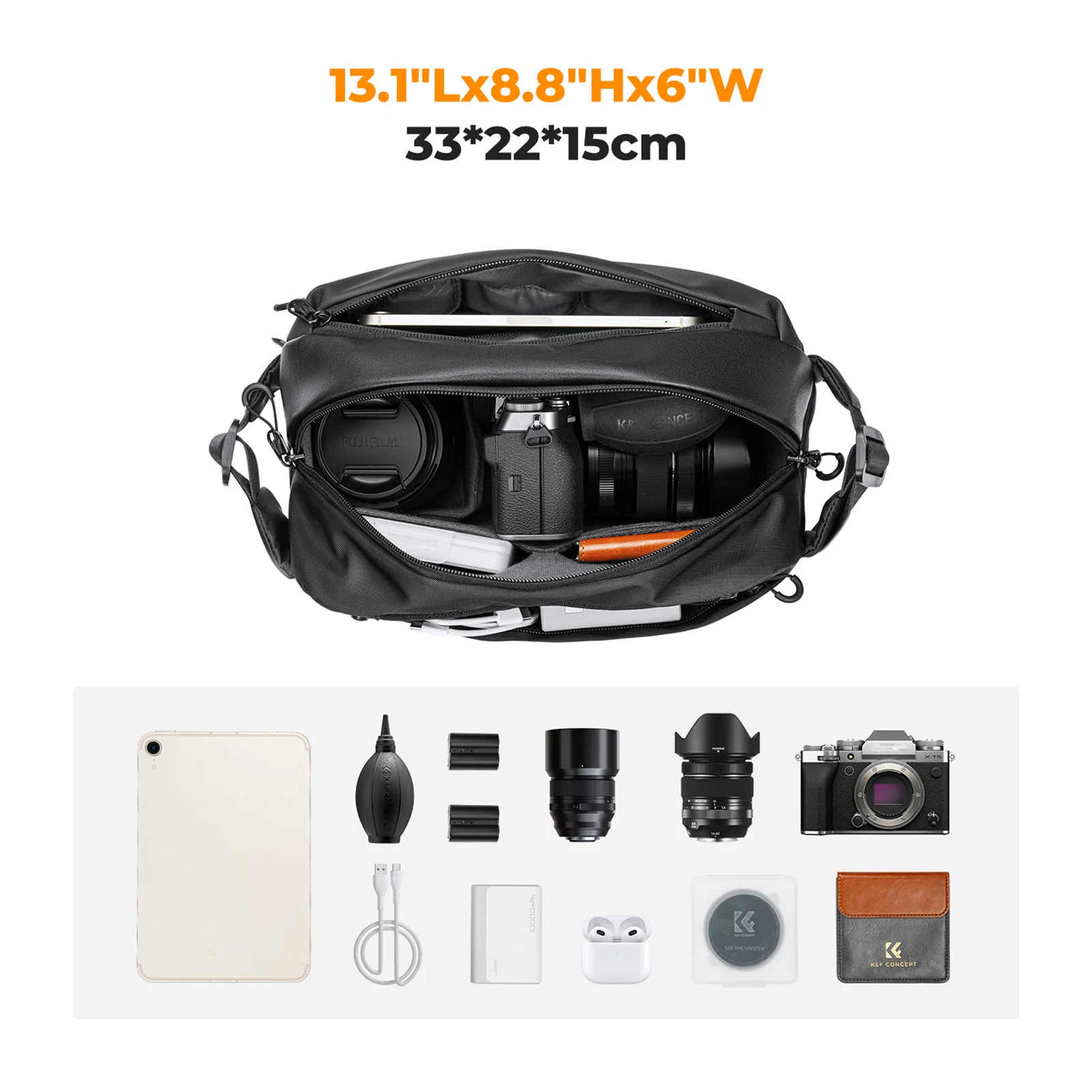 Camera Sling Bag Shockproof Camera Bag Photography Messenger Bag Crossbody Camera Shoulder Bag+Tripod Holder Removable Divider