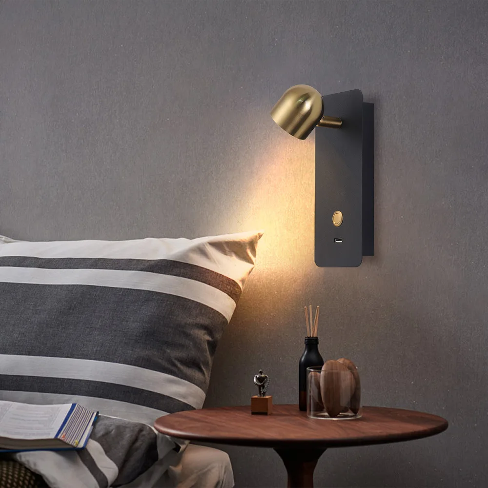 

Nordic Designer Bedroom Wall Lamp Bedside Reading Light Strip Switch Hotel Bedside Wall Lamp Decorative LED Night Light