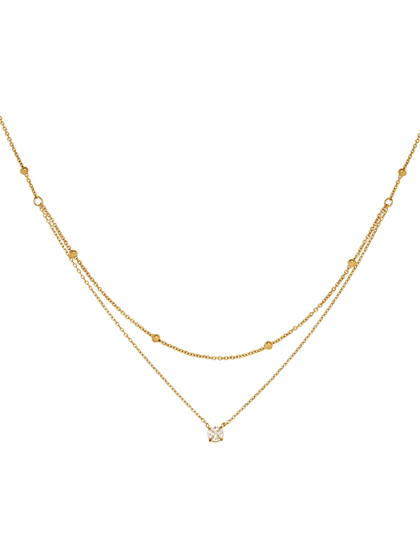 1 قطعة طبقة مزدوجة حجر الراين سلسلة قلادة الفولاذ المقاوم للصدأ المرأة الحد الأدنى مجوهرات للاستخدام اليومي والمناسبات الرسمية هدية #5