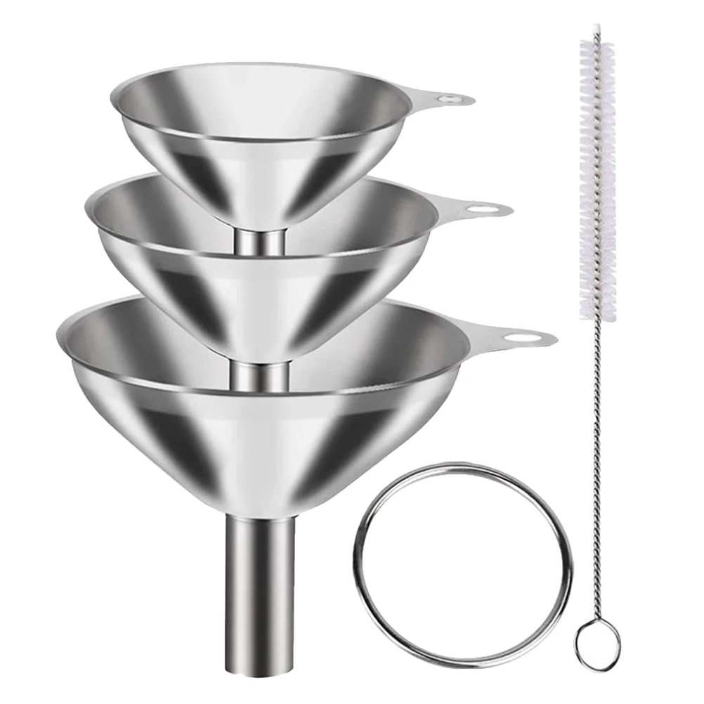 

Stainless Steel Funnel Funil Kitchen Funnels for Filling Bottles Strainer Oil Hopper Set