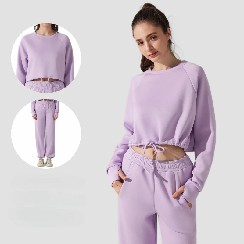 WESTSHAN Damski Dres Sportowy Dwuczęściowy Luźny Z Długim Rękawem Wiosna Jesień Outdoor Bieganie Fitness Yoga Bluza z Kapturem