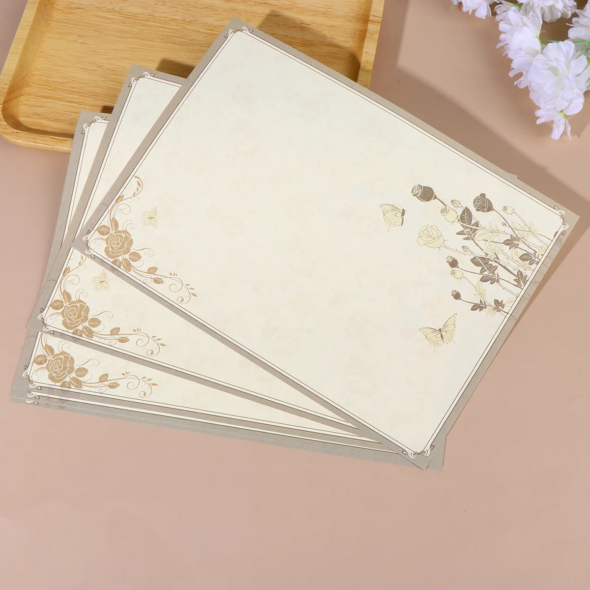 40 PCS Illustration Envelope Stationery Set Paper Chinese Style Note Vintage Writing Flowers