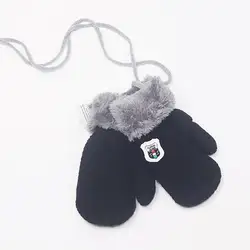 Beliebte Strick Handschuhe Halter Weichen Herbst Winter Jungen Mädchen Kinder Einfarbig Stricken Handschuhe Anti-verblassen Kinder Fäustlinge für fahren