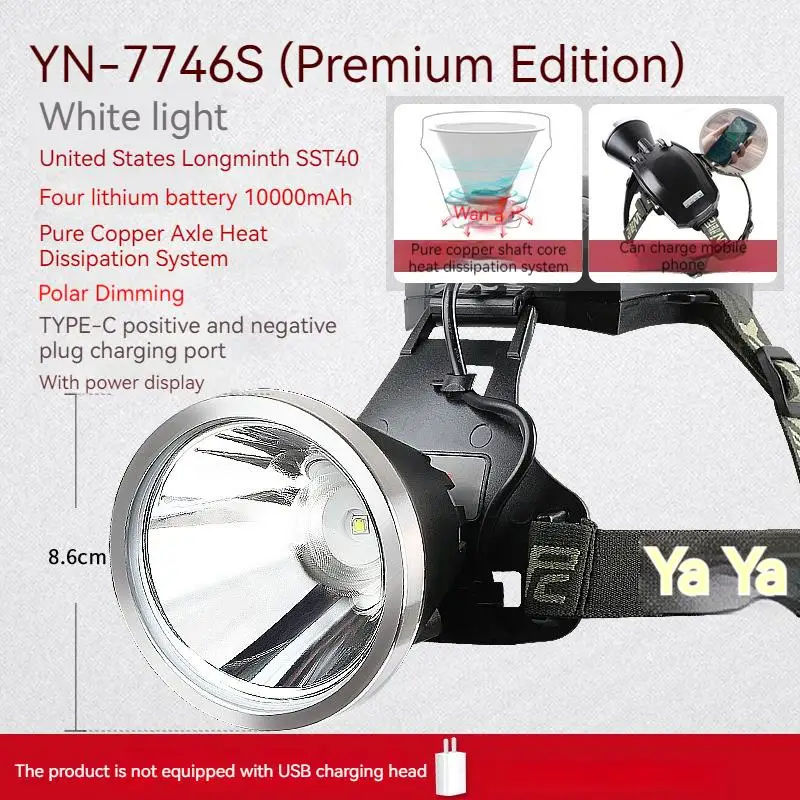 

Super Bright 7746S Headlamp, Rechargeable LED Head Flashlight, Ultra-Long Runtime High Power Miner’s Lamp for Camping & Work