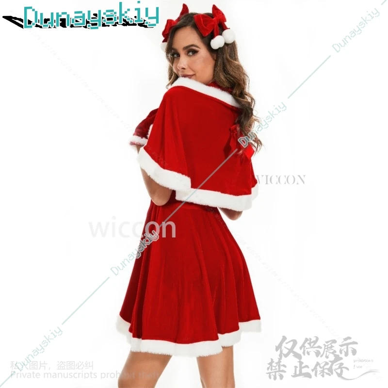 2024 Anime Christmas Costumes Cute Sweet Dress Hair Clips Cape Red Sexy Lolita Cosplay Uniform Wigs For Girls Woman Customized