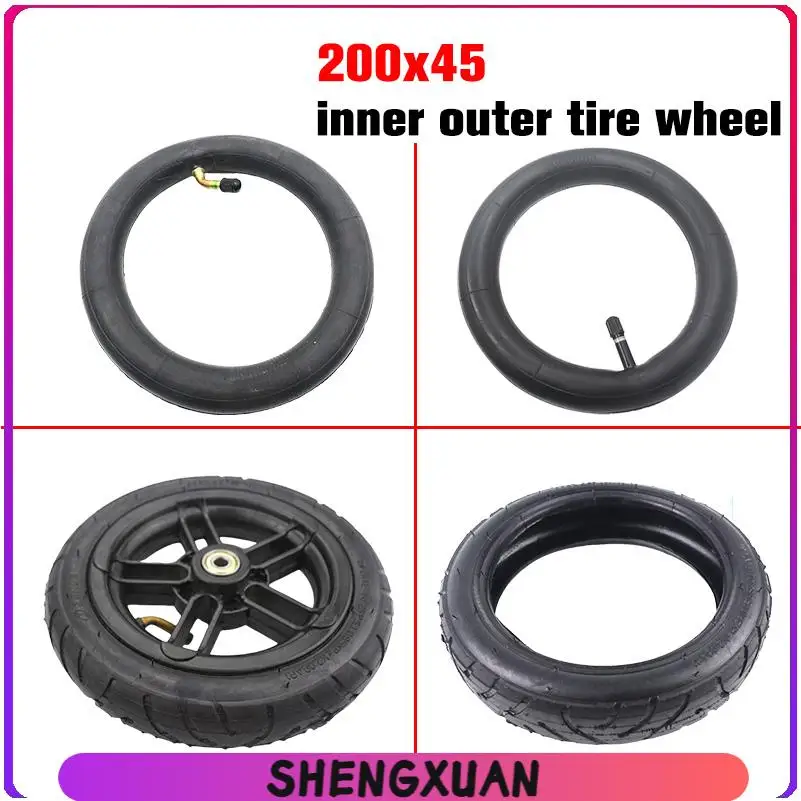 Inflatable tire 6/8/10mm  200x45 thick plastic wheels inside and outside for skateboard driver cart