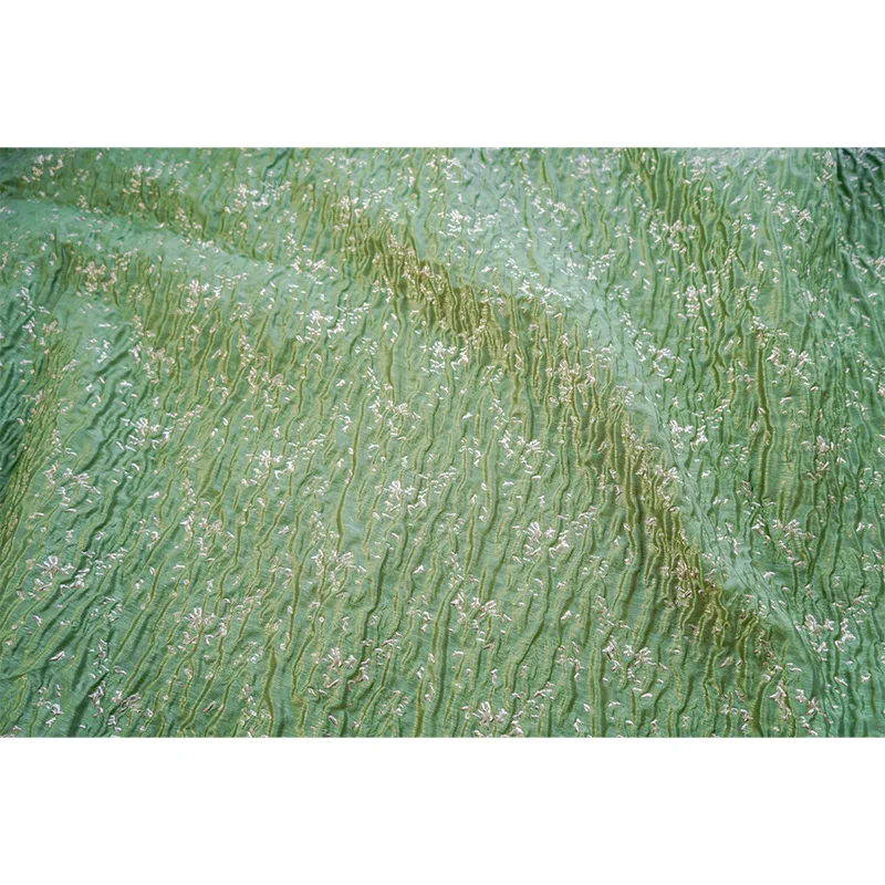 Embossed Yarn Dyed Jacquard Fabric Green Stiff Women\'s Dress Bags Diy Sewing Fabric 50cmx135cm