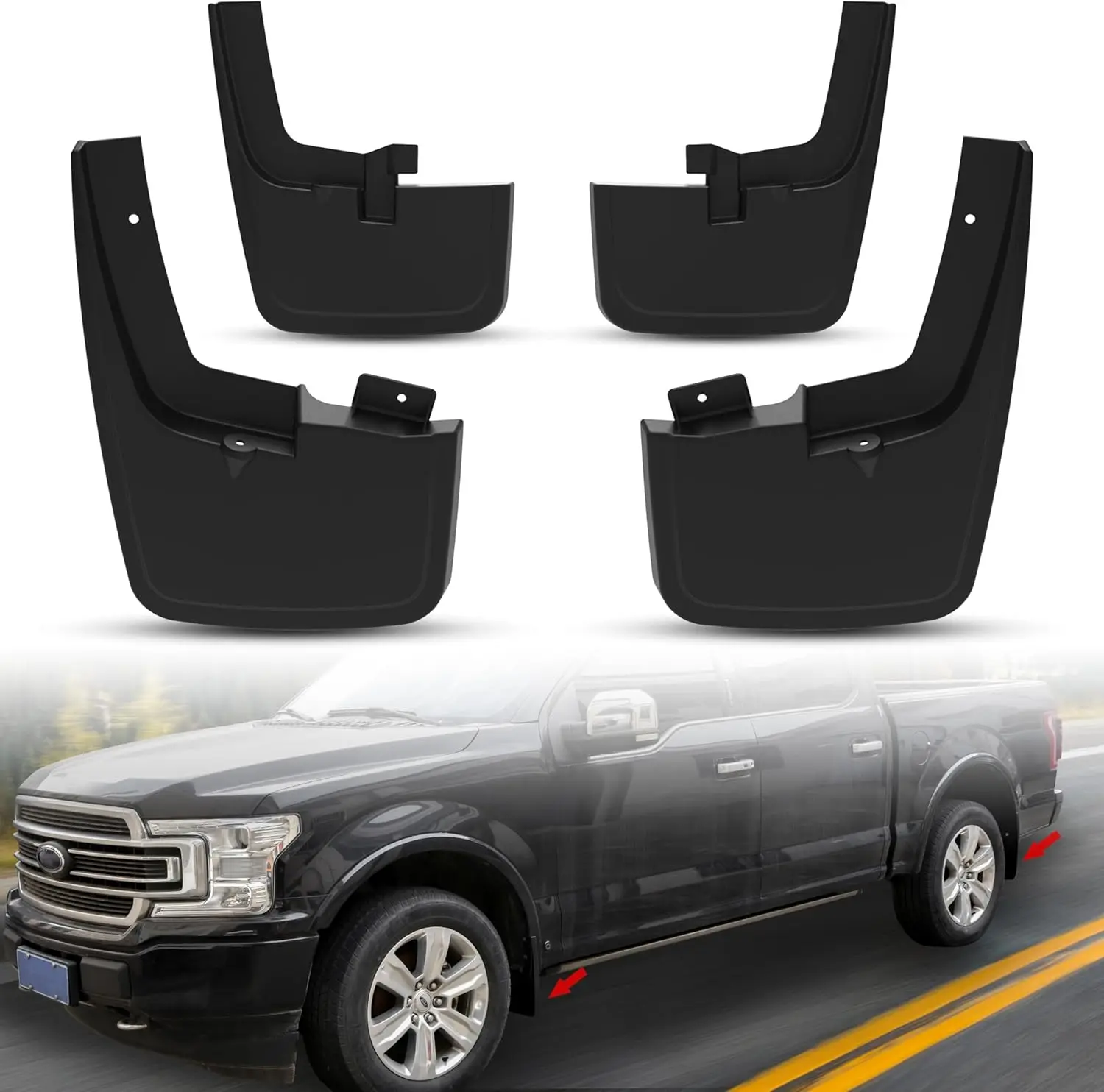 

Расширенники для Ford F-150 2015-2020, передние и задние брызговики, брызговики