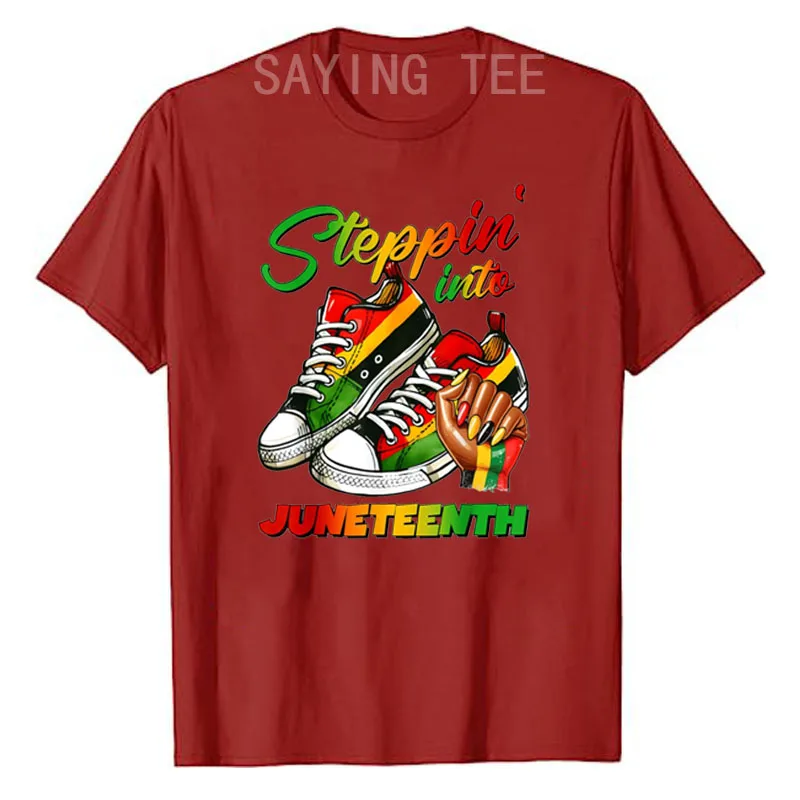 Stapt In Juneteenth Afro Vrouw Zwarte Meisjes Sneakers Mannen T-Shirt Zwart Trots June 19e 1865 Kleding Humor Grappige Grafische T-Shirts