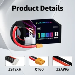 TERFPV Batería LiPo 6S 1900mAh XT60 para Dron FPV