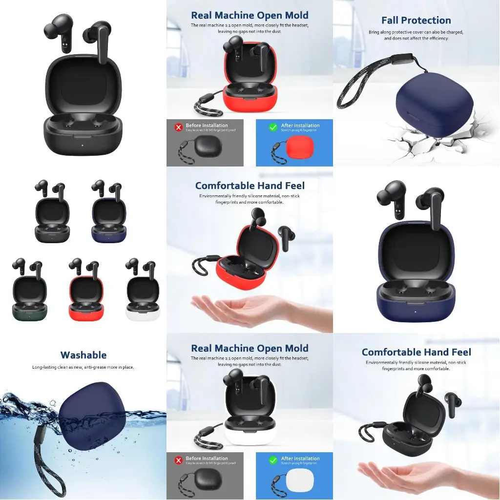 Earphone Protective Case For Soundcore P20i R50i Wireless Earbud Cover Shockproof-Shell Washable Housing Anti Dust Silicone - view 4