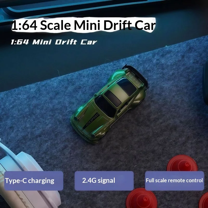 Novo quente 1/64 rc carro de controle remoto desktop brinquedo dublê controle remoto deriva carro rc mini corrida 2.4g simulação brinquedo modelo gif