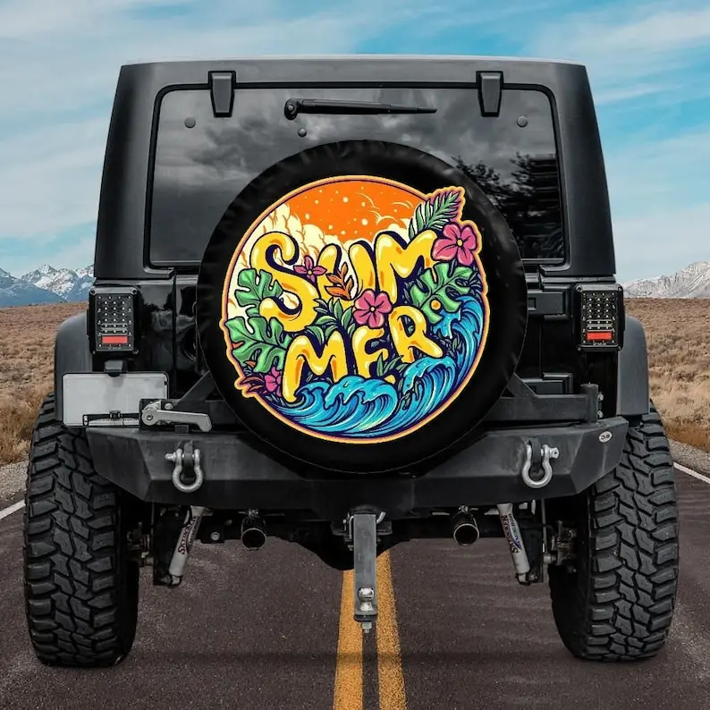 Spare Tire Cover, Summer Spare Tire Cover, Summer Vibe Car accessories for surfers, Beach Spare Tire Cover for Jeep, for Bronco,