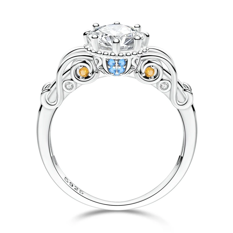 

Original 925 Sterling Silver Pumpkin Carriage Ring For Women Girls Jewelry Birthday Anniversary Gifts