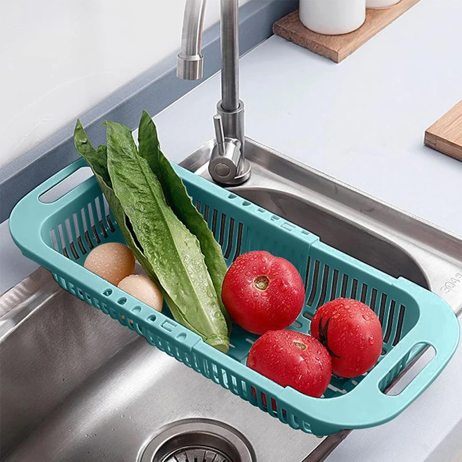 Abflusskorb für Geschirrspüle, Küchenabflussregal, Spüle, einziehbares Aufbewahrungsregal, Abflusskorb für Obst und Gemüse