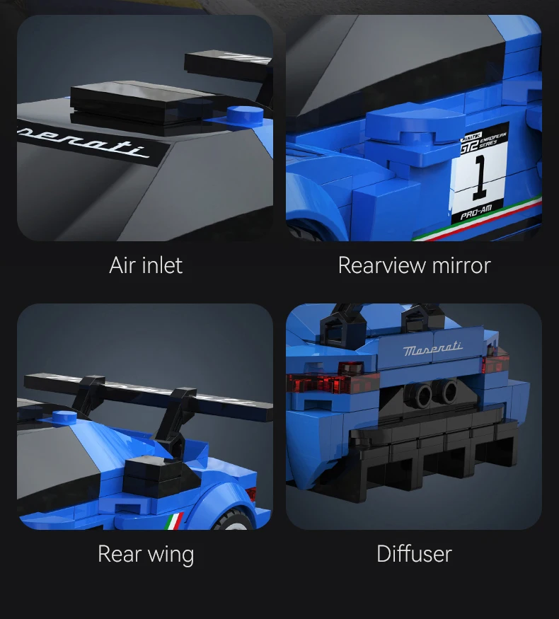 CaDA 1:24 MOC مازيراتي GT2 سيارة سباق رقم 24 سيارة رياضية اللبنات 2024 Fanatec GT2 مدينة سيارة الطوب اللعب هدايا العيد