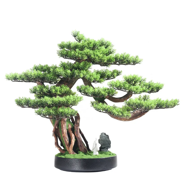

New Chinese-style living room simulation Luo Hansong ornament, fake pine green plant decoration