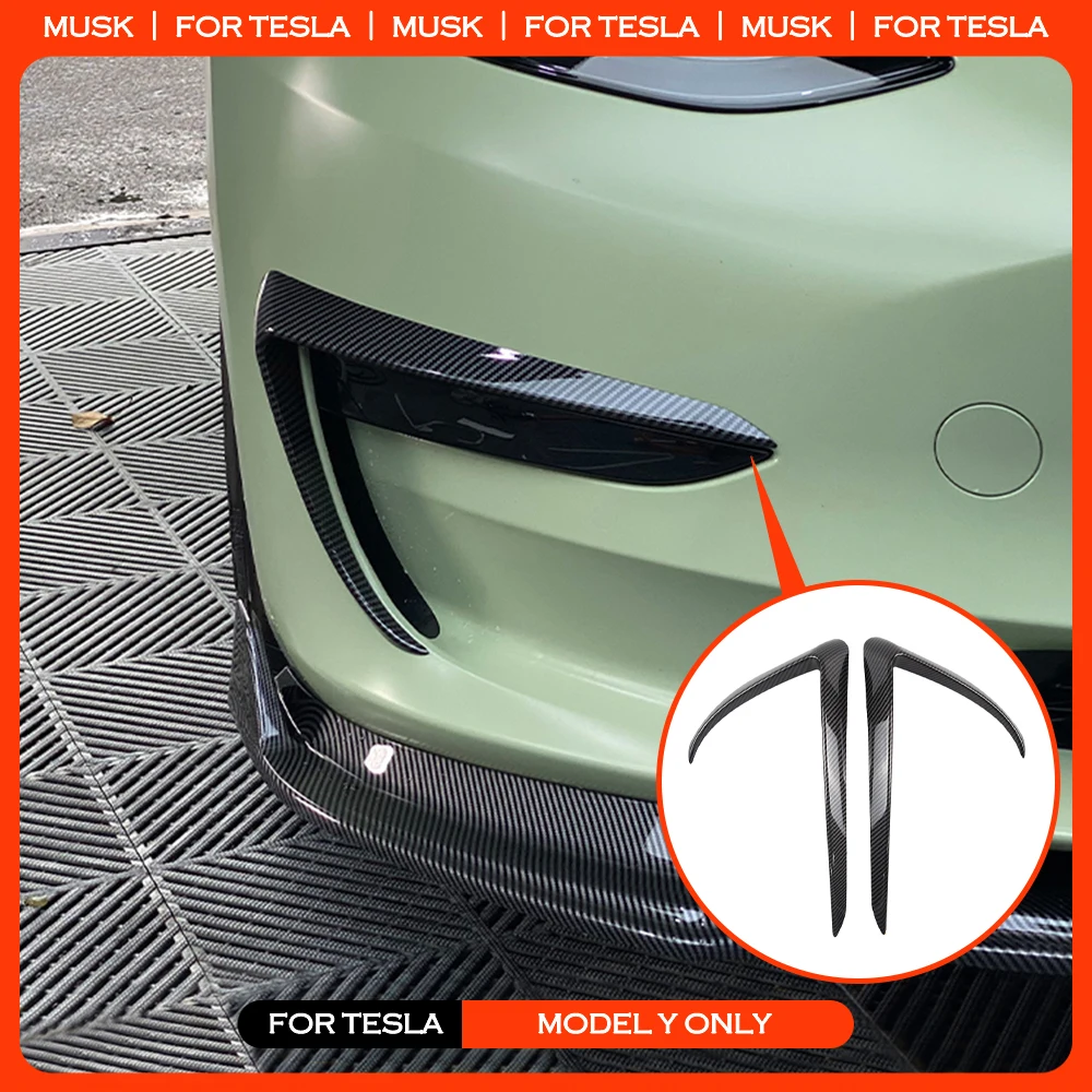 2024 New Car Front Blade Trim For Tesla Model Y 2021-2023 Accessories Carbon Fiber ABS Black Matte White For ModelY