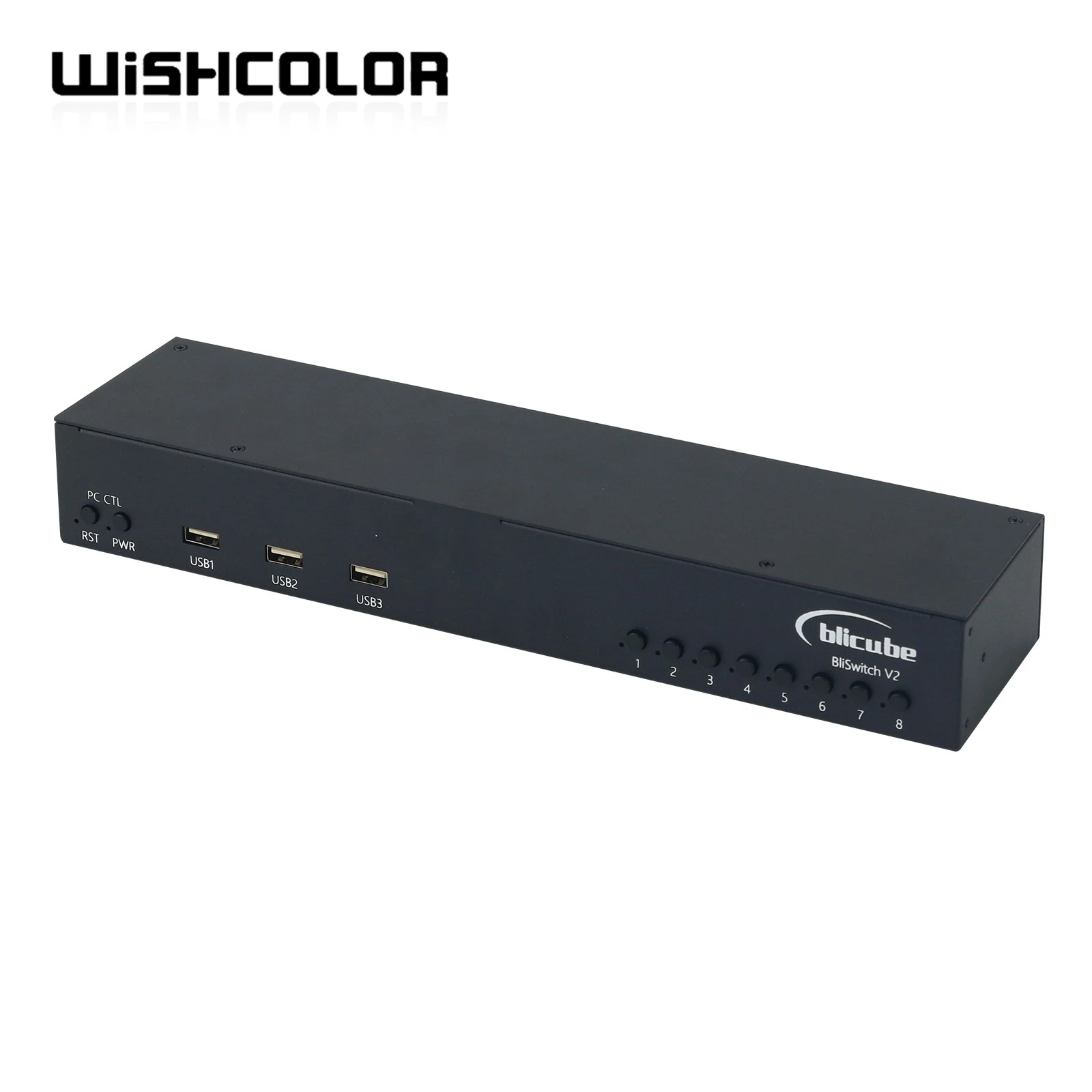 Wishcolor BliKVM Switch V2 HDMI-compatible Switch 8-IN 1-OUT Remote Switching 8-Channel KVM+ATX Switcher 1080P 60Hz