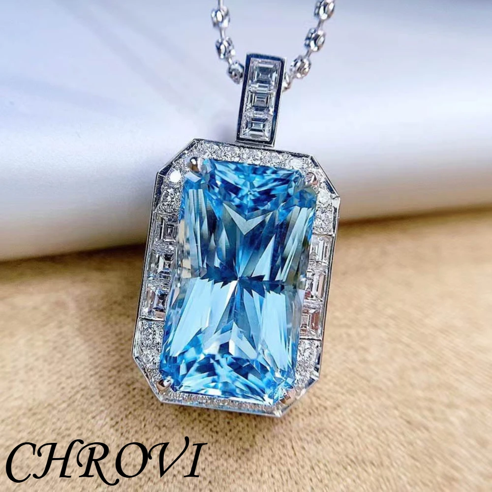 Exquisiter Anhänger aus 925er Sterlingsilber mit Aquamarin - Blaue Edelsteinkette – Detail 5