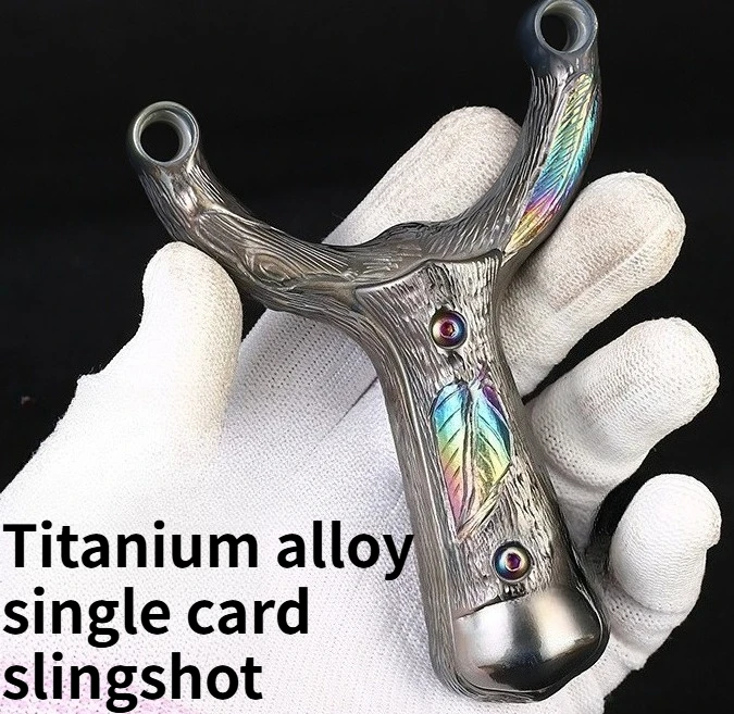 

Титановая рогатка TC21 ручной работы, синяя, с быстрой стрельбой, для активного отдыха, с плоской и круглой кожаной накладкой