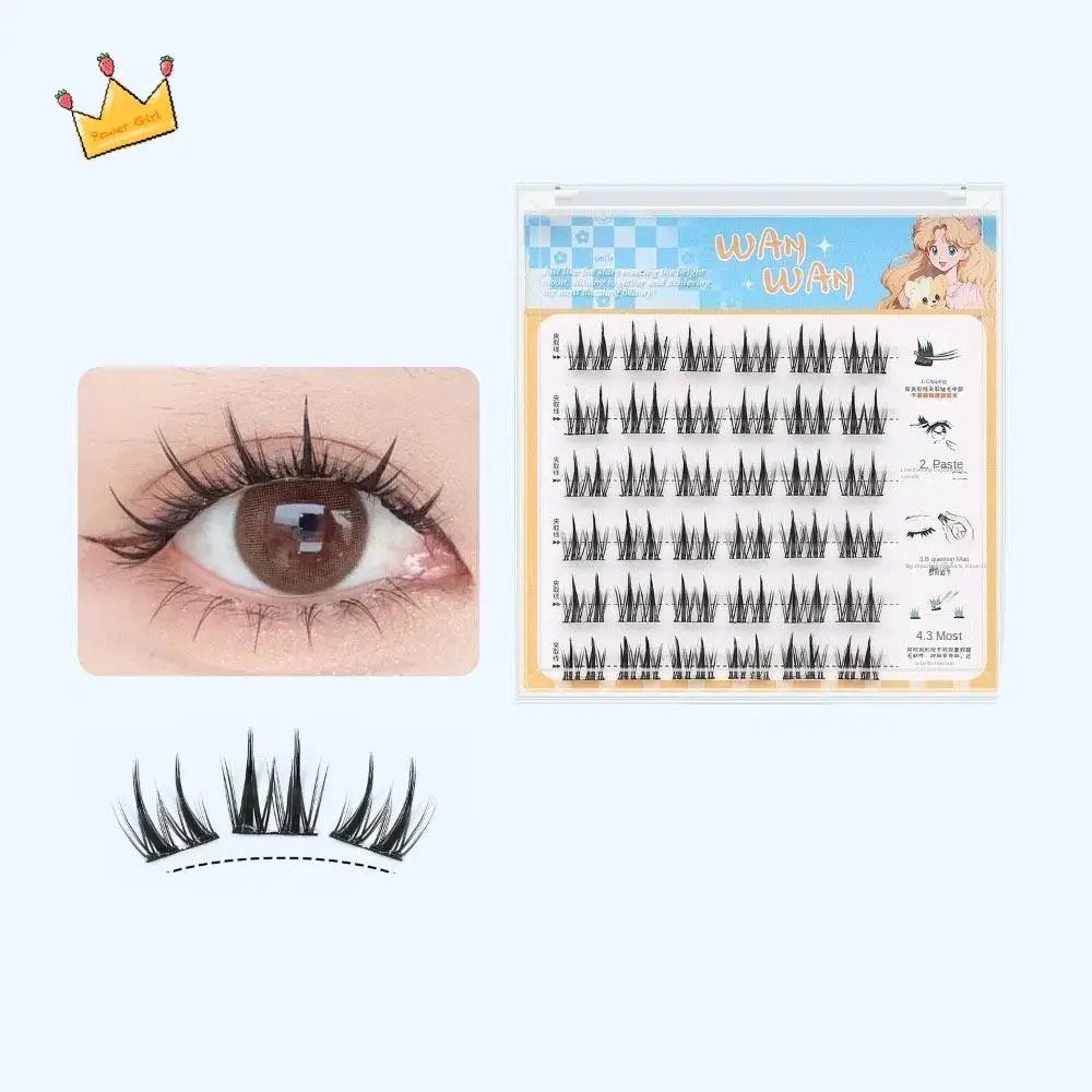 甘い自己粘着性まつげクラスター DIY 再利用可能な接着剤つけまつげメイクアップ個別の接着剤不要のつけまつげ女性/女の子