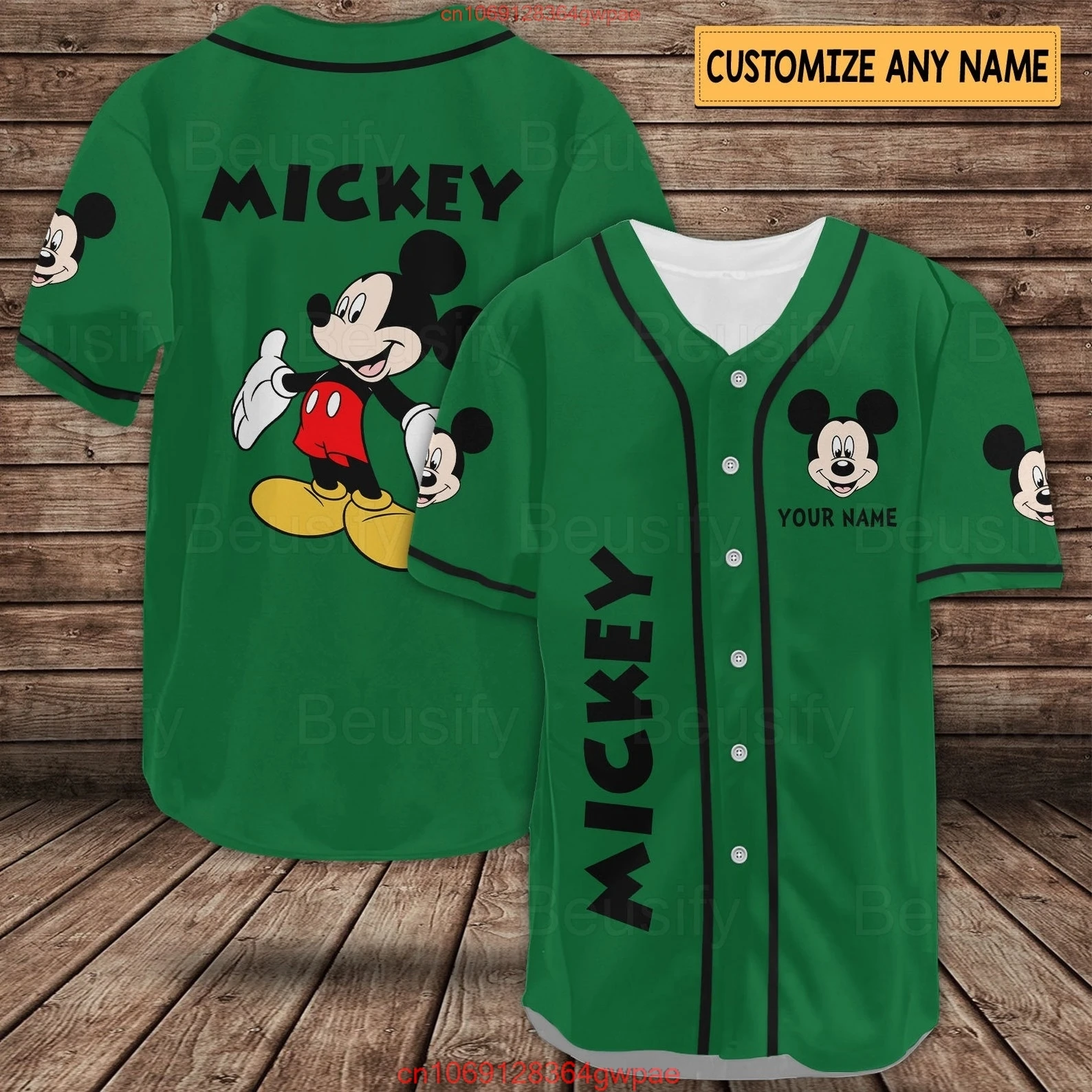 Disney Baseball Jersey Custom Name Women\'s  Mickey Baseball Jersey Fashionable Disney Short Sleeve Hawaiian Shirt Track Top