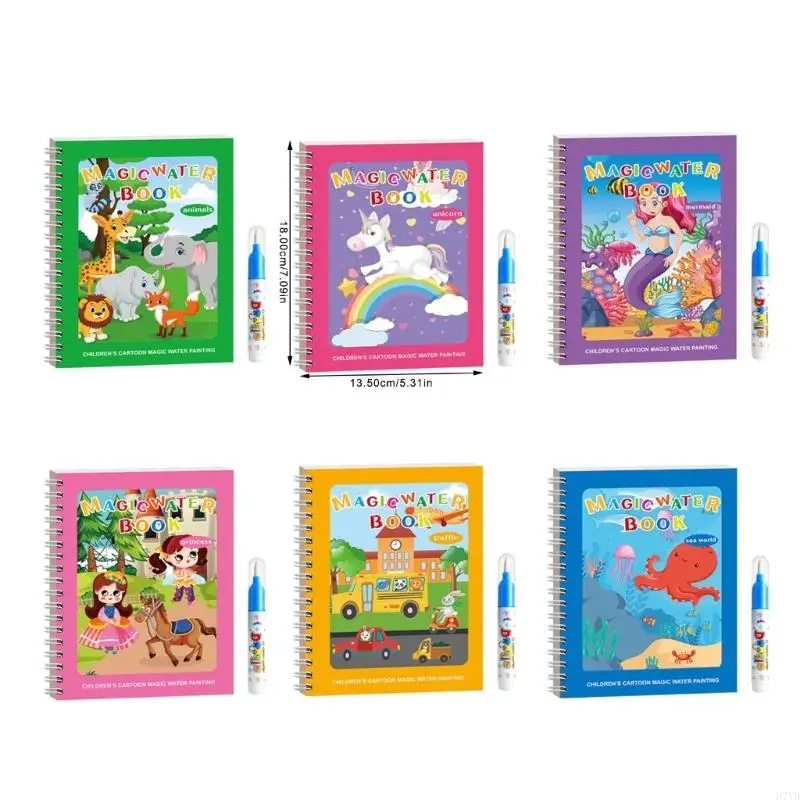 D7YD 6 stuks magisch waterdrapping boek Ontkenningsspeelgoed kunstspeelgoed voor kinderen peuters
