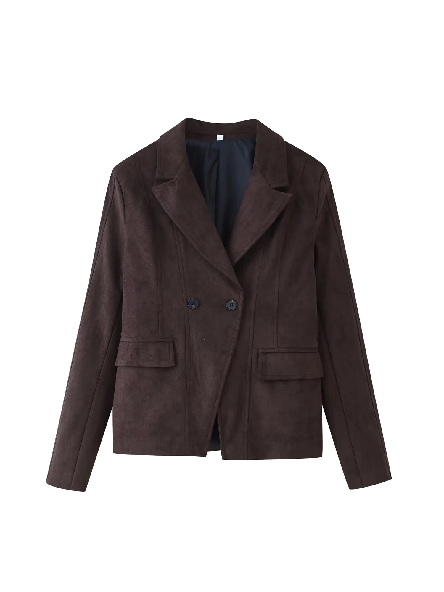 

Женский коричневый замшевый пиджак, винтажная модная двубортная верхняя одежда с длинными рукавами, Harajuku Y2k, костюм 2000-х годов, пальто, осень 2025