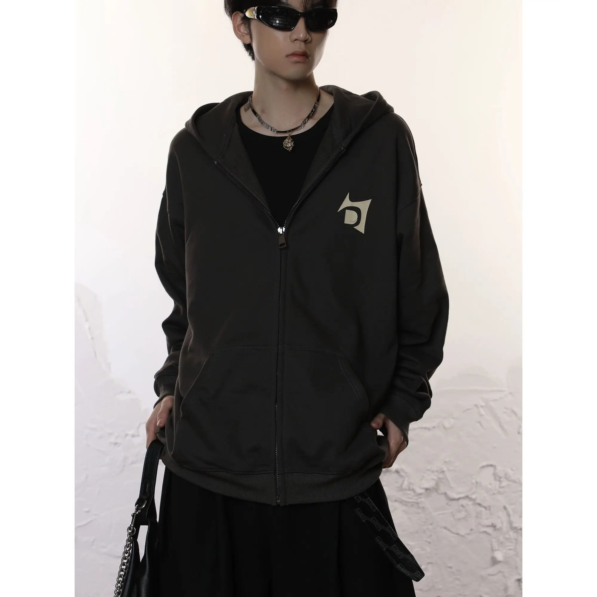 Hooded Sweatshirt Design Printed LOGO Autumn New Loose Zipper Cardigan Jacket Trendy