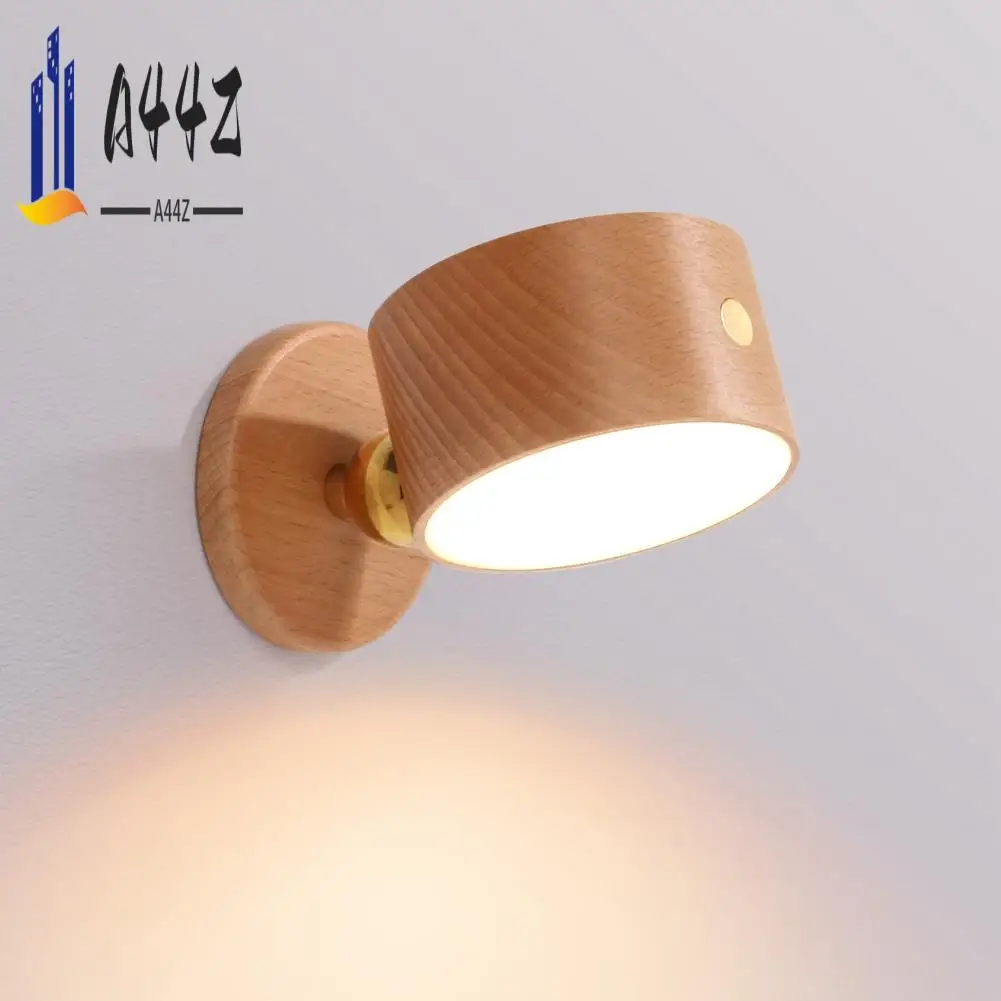 

A44Z-1 Комплект с USB-портом, вращающийся на 360° перезаряжаемый светодиодный настенный бра, настенный прикроватный светильник, магнитный прикроватный светильник, светильник Wood Grai