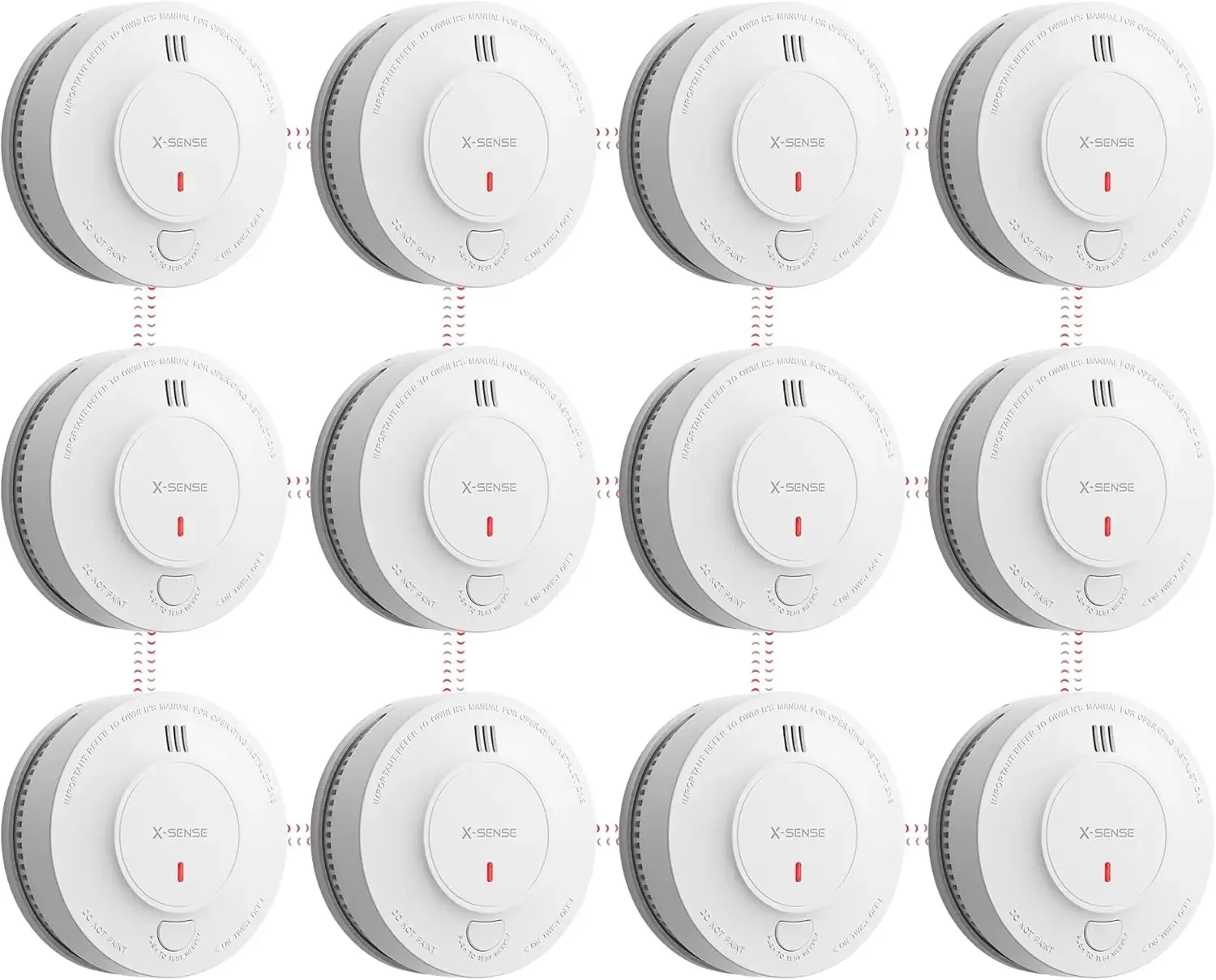 

Wireless Interconnected Smoke Detector Fire Alarm with Over 820 ft Transmission Range, SD19-W, Pack of 12