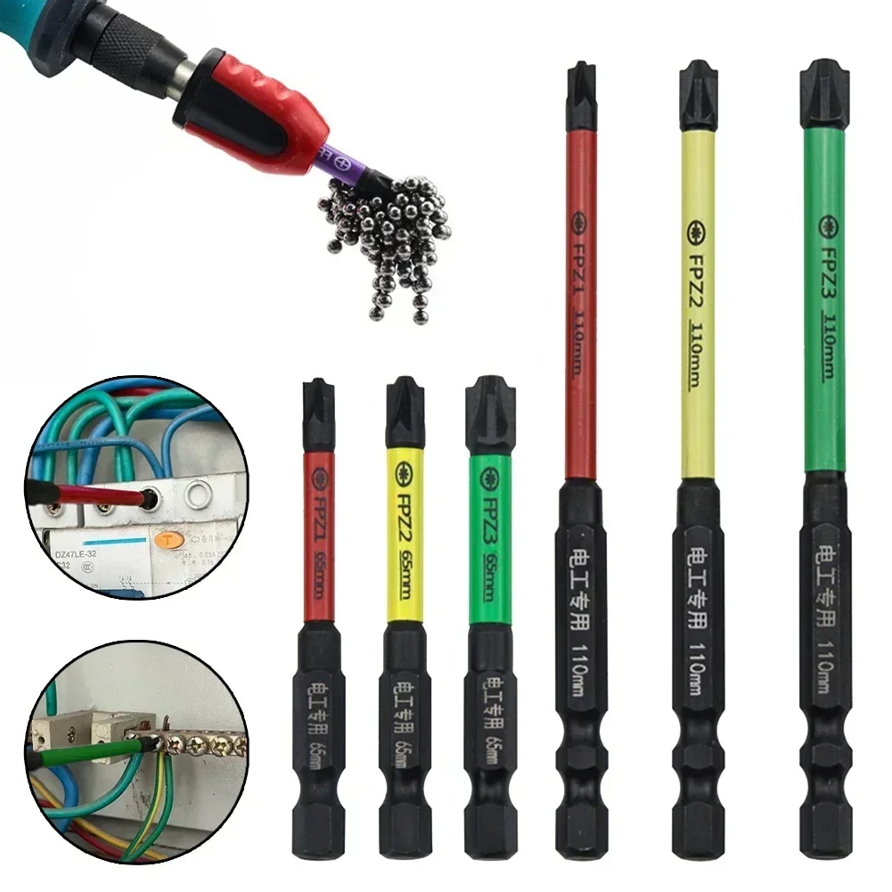 65mm 115mm Magnetism Cross Screwdriver Bit FPZ1 FPZ2 FPZ3 Cross Nutdrivers For Electrician Special Socket Switch Power Tools