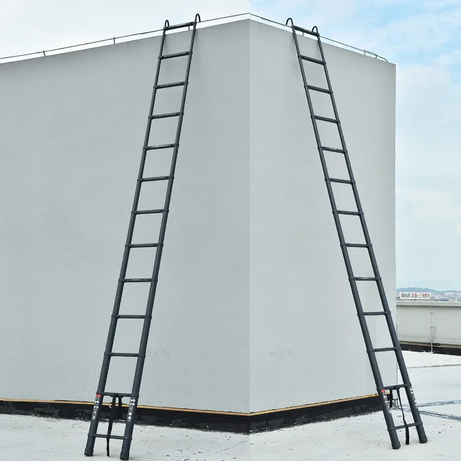 سلم تصغير من الألومنيوم للاستخدام الداخلي والخارجي سلم قابل للتمديد بطول 16.4 قدم مع سعة تحميل أقصى 330 رطل وخفيف الوزن #2