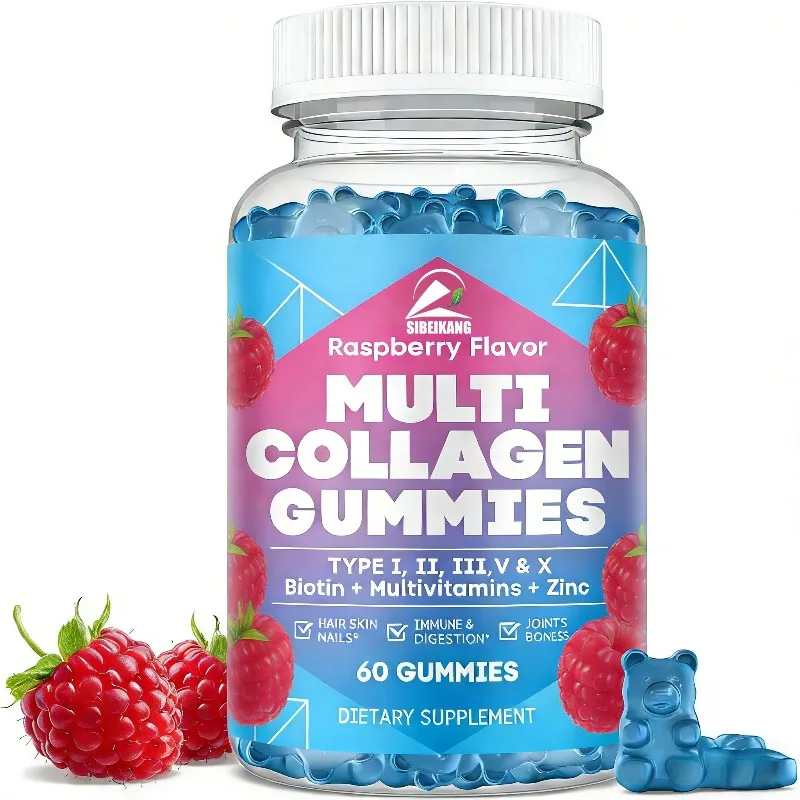 collagen peptide gummies contain biotin, protein, and various vitamins - hair, skin, nails, immune digestive joints, and bones