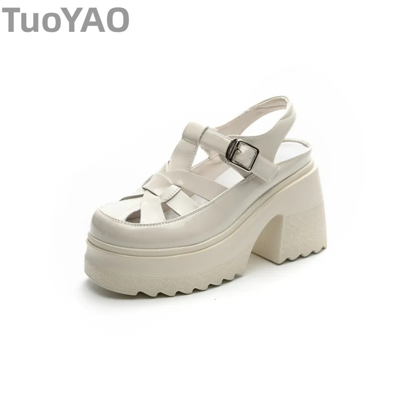 

Дышащие туфли-лодочки из натуральной кожи с воздушной сеткой 10 см, летние ботильоны, сандалии на платформе Мэри Джейн, повседневная обувь на массивном каблуке