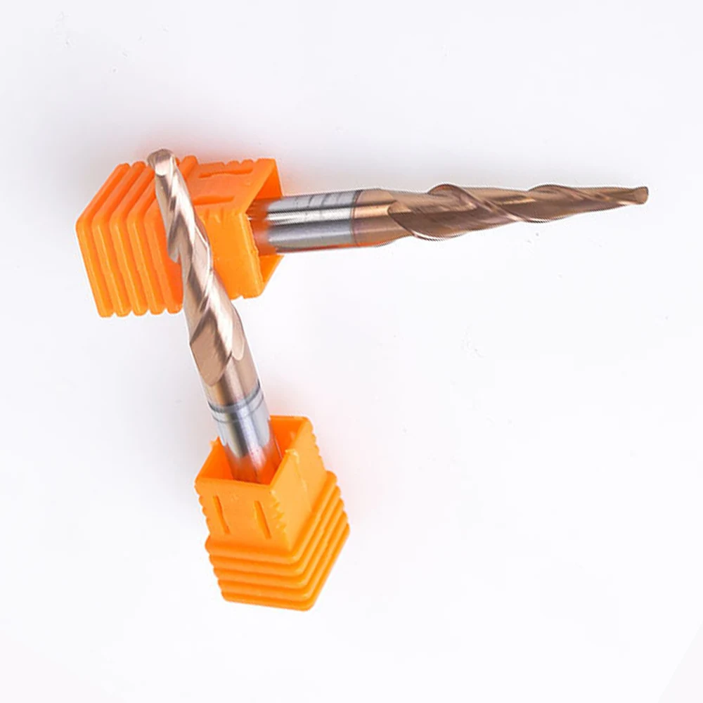 Carbide Spiral Tapered Ball Nose End Mill 6mm Shank 2 Flutes Router Bit Woodworking CNC 2D 3D Carving Bits Wood Milling Cutter