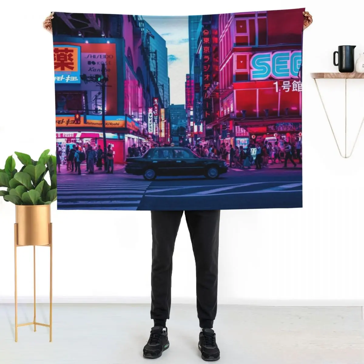 

Evening sights of Akihabara Throw Blanket Cozy Warm Blanket for Bed Room Decor