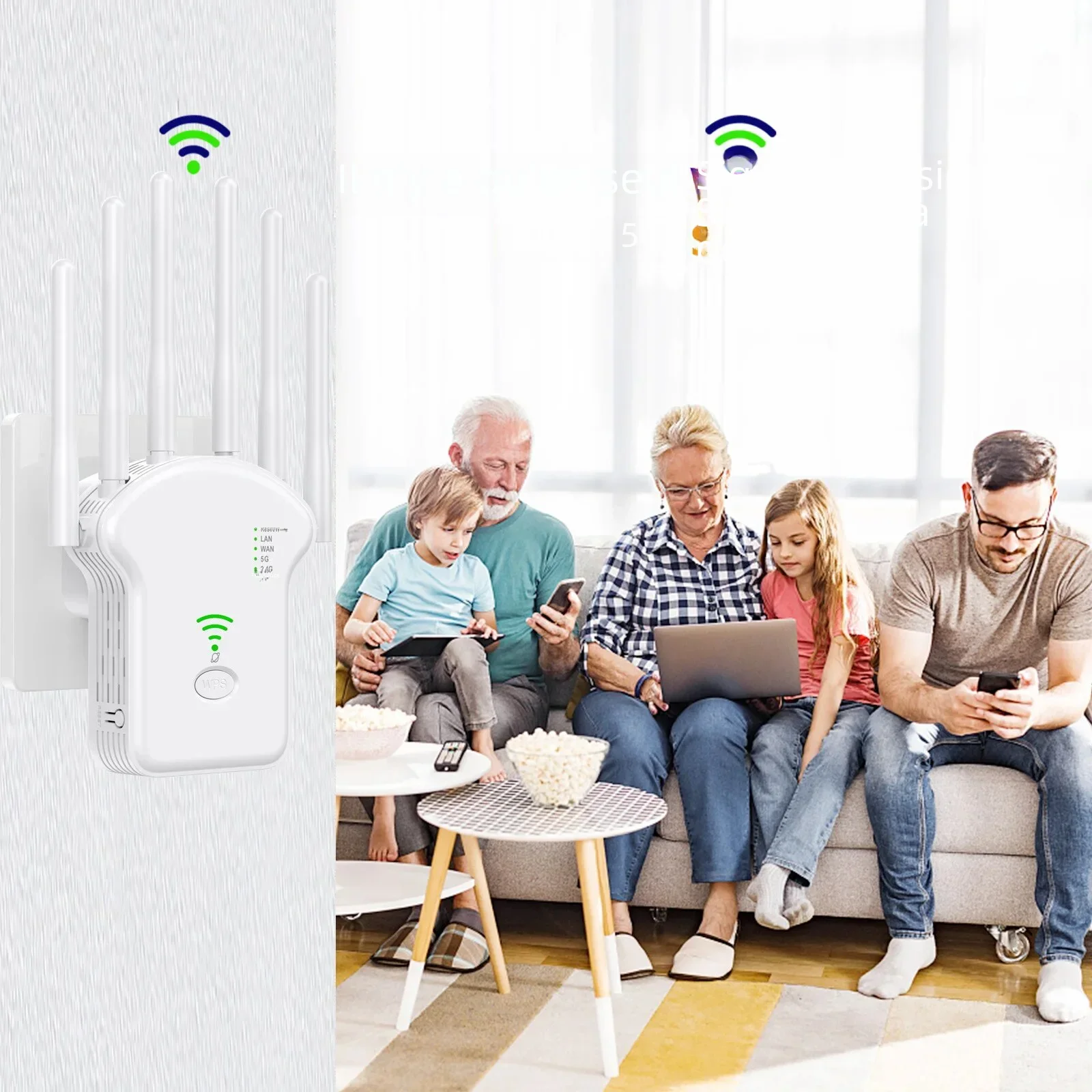 Booster WiFi Double Bande Répéteur WiFi Anluomania 1200Mbps Dual Band - 6 Antennes - 3 Modes Répéteur/Routeur/AP - Ports LAN Extendeur Signal Internet